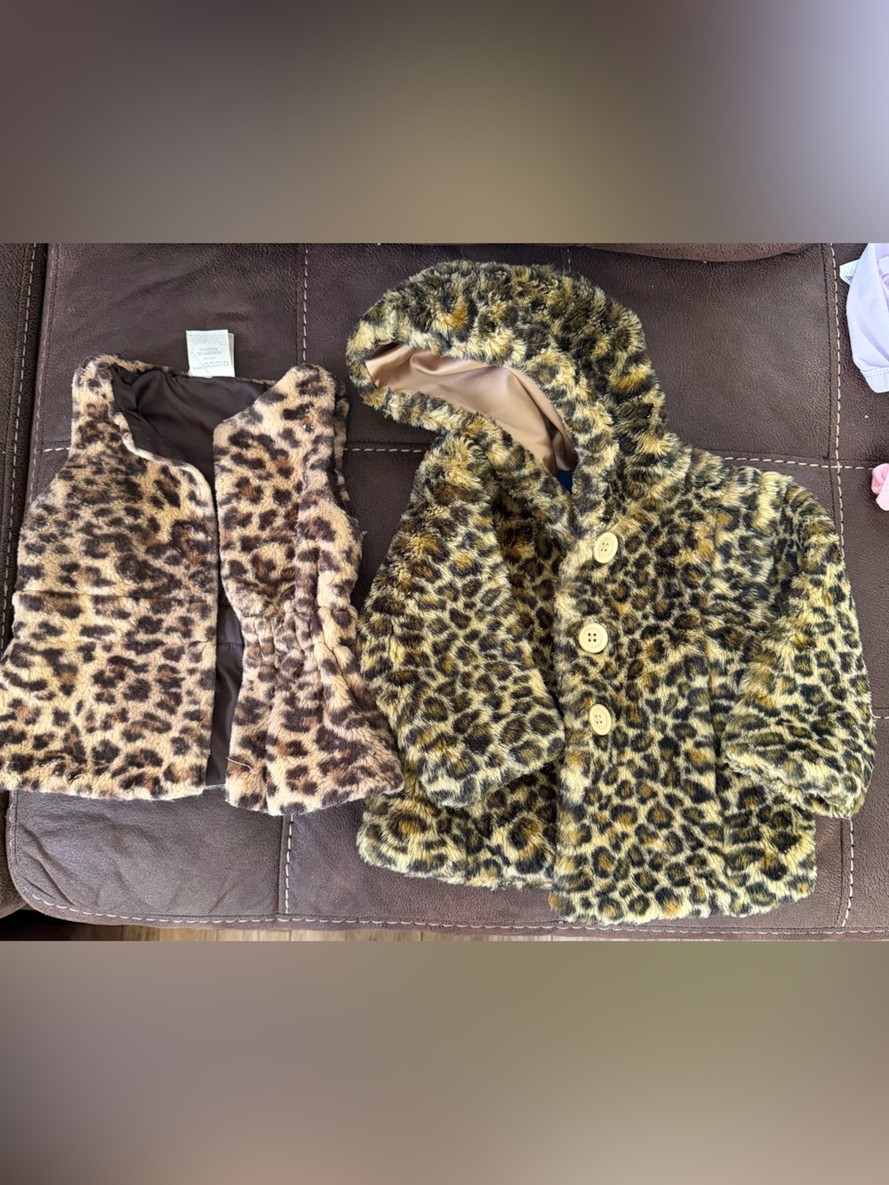 Leopard Faux-Fur Hooded Coat and Vest
